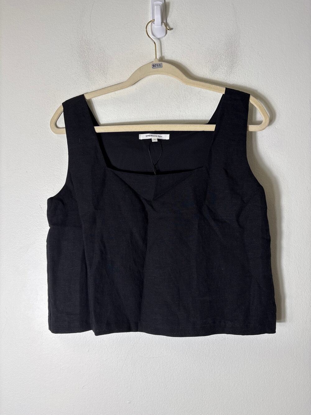 Emerson Fry Black Linen Boxy Tank Sz S - Picture 1 of 3